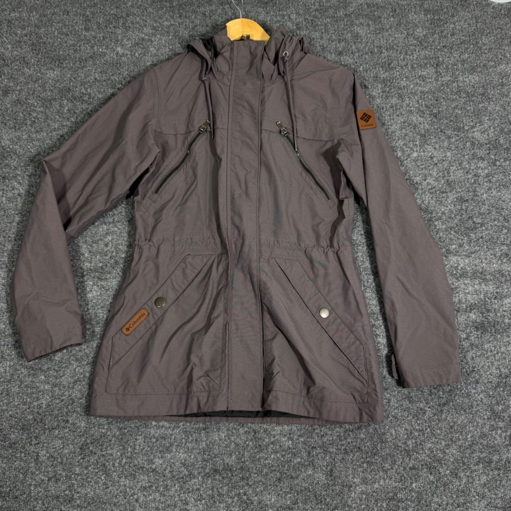 Columbia Hooded Utility Anorak Field Jacket Womens Small Purple Nylon Blend EUC
